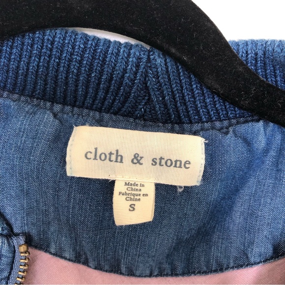 Blue bomber jacket with knitted sleeves - Picture 6 of 11